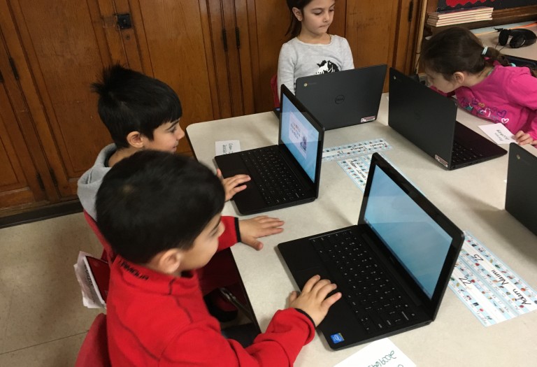 Kindergarteners at Maples Take on Chromebooks