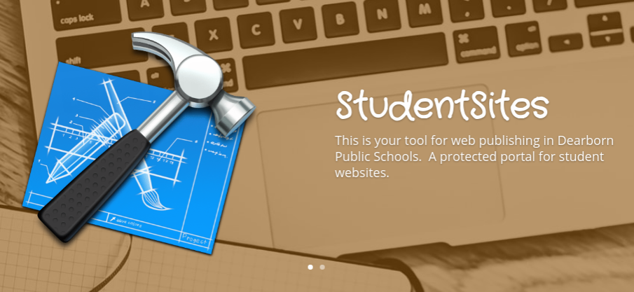 screenshot of the studentsites homepage