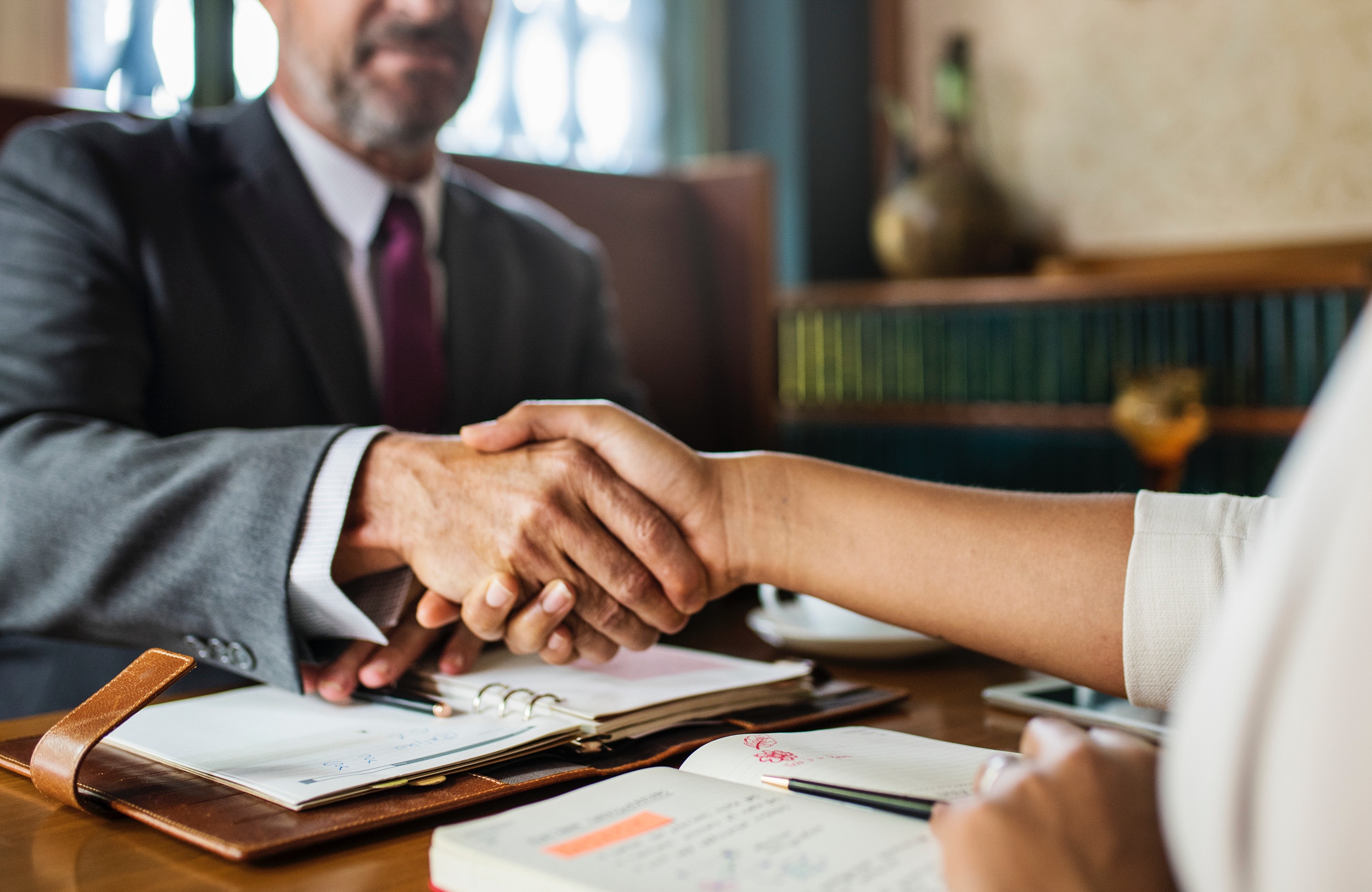 adults shaking hands in business agreement