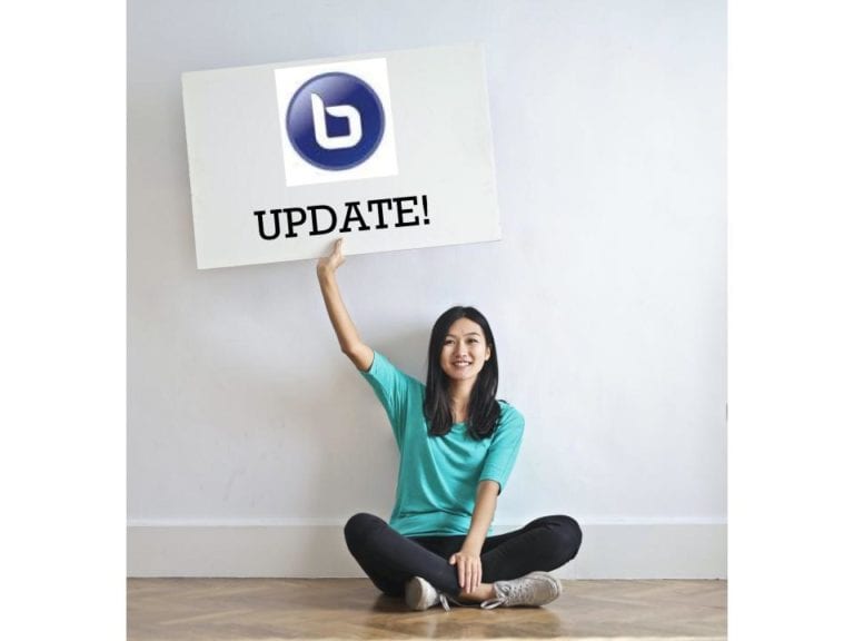 girl holding a sign that says bigbluebutton update
