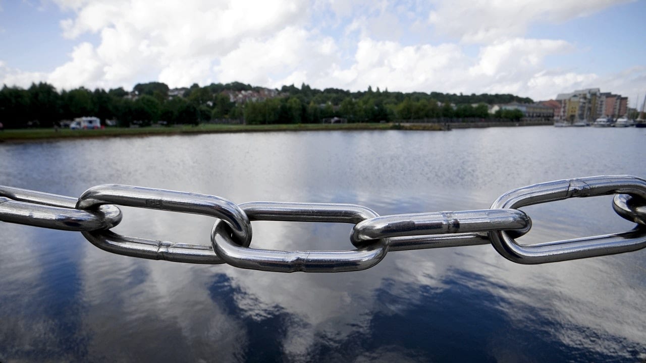 chain across a lake background
