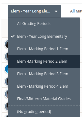 select marking period 2 from the first column drop down menu